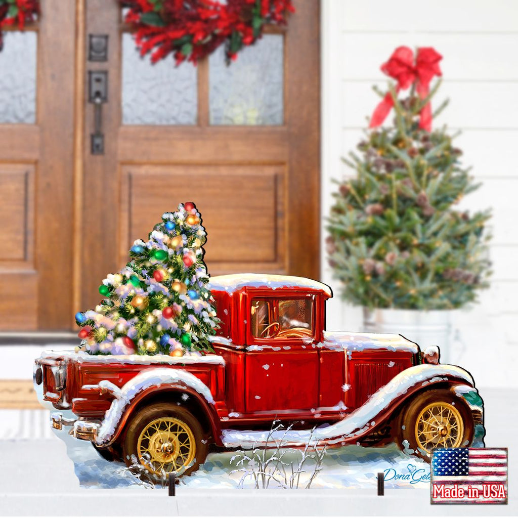 Old Fashion Truck Christmas Outdoor Yard Sign by D. Gelsinger - Christmas Santa Snowman Décor - 8461039F-1701