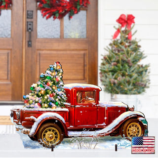 Old Fashion Truck Christmas Outdoor Yard Sign by D. Gelsinger - Christmas Santa Snowman Décor - 8461039F-1701