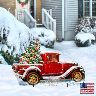 Old Fashion Truck Christmas Outdoor Yard Sign by D. Gelsinger - Christmas Santa Snowman Décor - 8461039F-1701