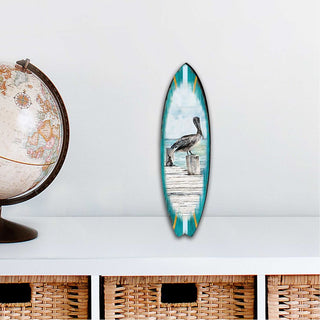 Pelican Surfboard Coastal Large Ornament Beautiful Diminutive wall art- sturdy & lightweight, UV protective coating, indoor & outdoor use, 100% handcrafted in the USA, with mounting hardware 8490107MS