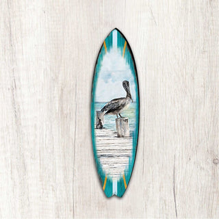 Pelican Surfboard Coastal Large Ornament Beautiful Diminutive wall art- sturdy & lightweight, UV protective coating, indoor & outdoor use, 100% handcrafted in the USA, with mounting hardware 8490107MS