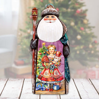 Clara with Nutcracker Santa Hand-Painted WOODCARVED Masterpiece Figurine by G. DeBrekht - Christmas Décor - 8201018