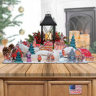Old World Christmas Wooden Village Decorative village set handcrafted in the USA. Each display includes a stand and 19 pieces, which are easy to assemble. Great centerpiece and the perfect gift set 852710-S19
