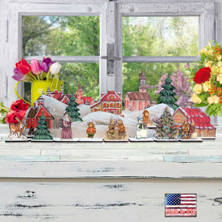Old World Christmas Wooden Village Decorative village set handcrafted in the USA. Each display includes a stand and 19 pieces, which are easy to assemble. Great centerpiece and the perfect gift set 852710-S19