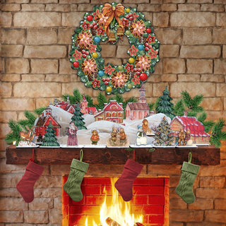 Old World Christmas Wooden Village Decorative village set handcrafted in the USA. Each display includes a stand and 19 pieces, which are easy to assemble. Great centerpiece and the perfect gift set 852710-S19