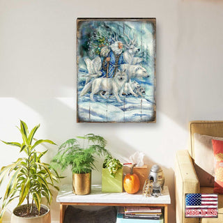 Cool Winds Father Winter Animals Wooden Wall Art by J. Bergsma - Nature Wildlife Décor - 8592862BP-JB