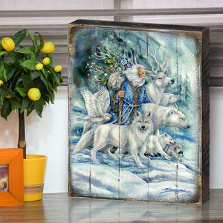 Cool Winds Father Winter Animals Wooden Wall Art by J. Bergsma - Nature Wildlife Décor - 8592862BP-JB
