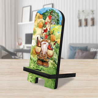 Fall Gnome Cell Phone Stand Halloween Décor Wood Mobile Tablet Holder Charging Station Organizer - 892033