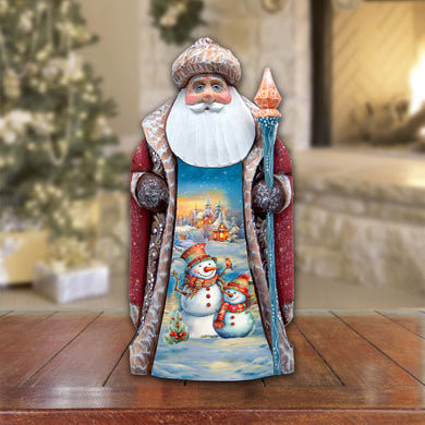 Snowman's Friend Santa Hand-Painted WOODCARVED Masterpiece by G. DeBrekht - Christmas Décor - 8202015