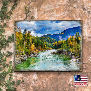 Forest River Wall Home Décor Solid wood blocks-handmade in the USA - bedroom, living room, kitchen wall art. Multi-layer painting, robust colors. Unique designs from world-famous artists 95246B-08