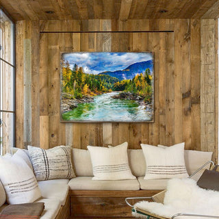 Forest River Wall Home Décor Solid wood blocks-handmade in the USA - bedroom, living room, kitchen wall art. Multi-layer painting, robust colors. Unique designs from world-famous artists 95246B-08