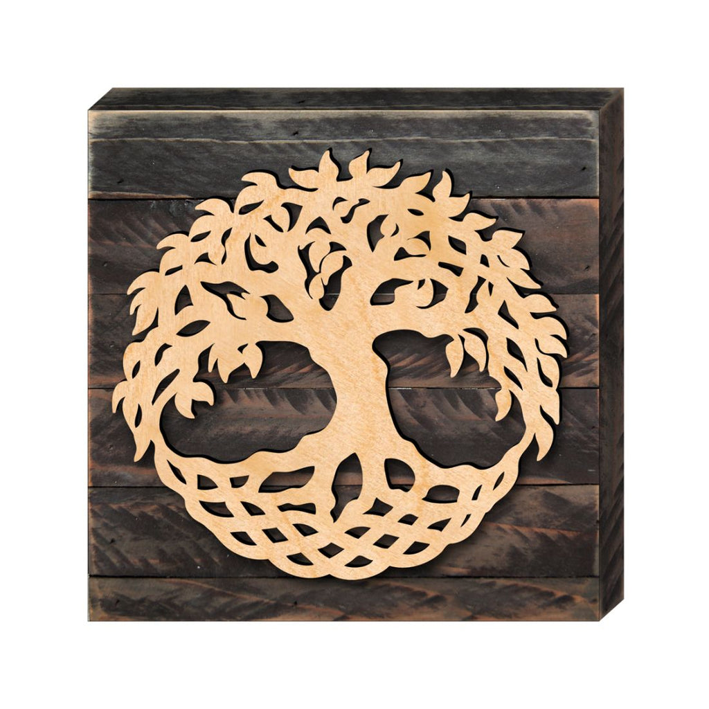 Tree Life Celtic Wall Décor Solid wood blocks-handmade in the USA - bedroom, living room, kitchen wall art. Multi-layer painting, robust colors. Unique designs from world-famous artists 953167B-18