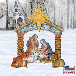 Nativity Holy Family Outdoor Set Handcrafted freestanding garden art made with high-quality plywood -sturdy & lightweight, UV protective coating, indoor & outdoor use, 100% handcrafted in the USA FS8114030