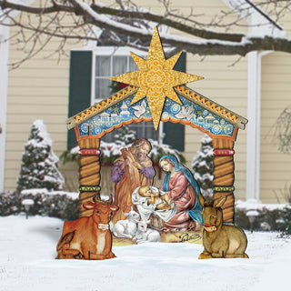 Nativity Holy Family Outdoor Set Handcrafted freestanding garden art made with high-quality plywood -sturdy & lightweight, UV protective coating, indoor & outdoor use, 100% handcrafted in the USA FS8114030