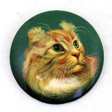 Handpainted Lacquered Miniature Jewelry Brooch Pin by G.DeBrekht Unique Handmade Gift Collectible and Home Decoration