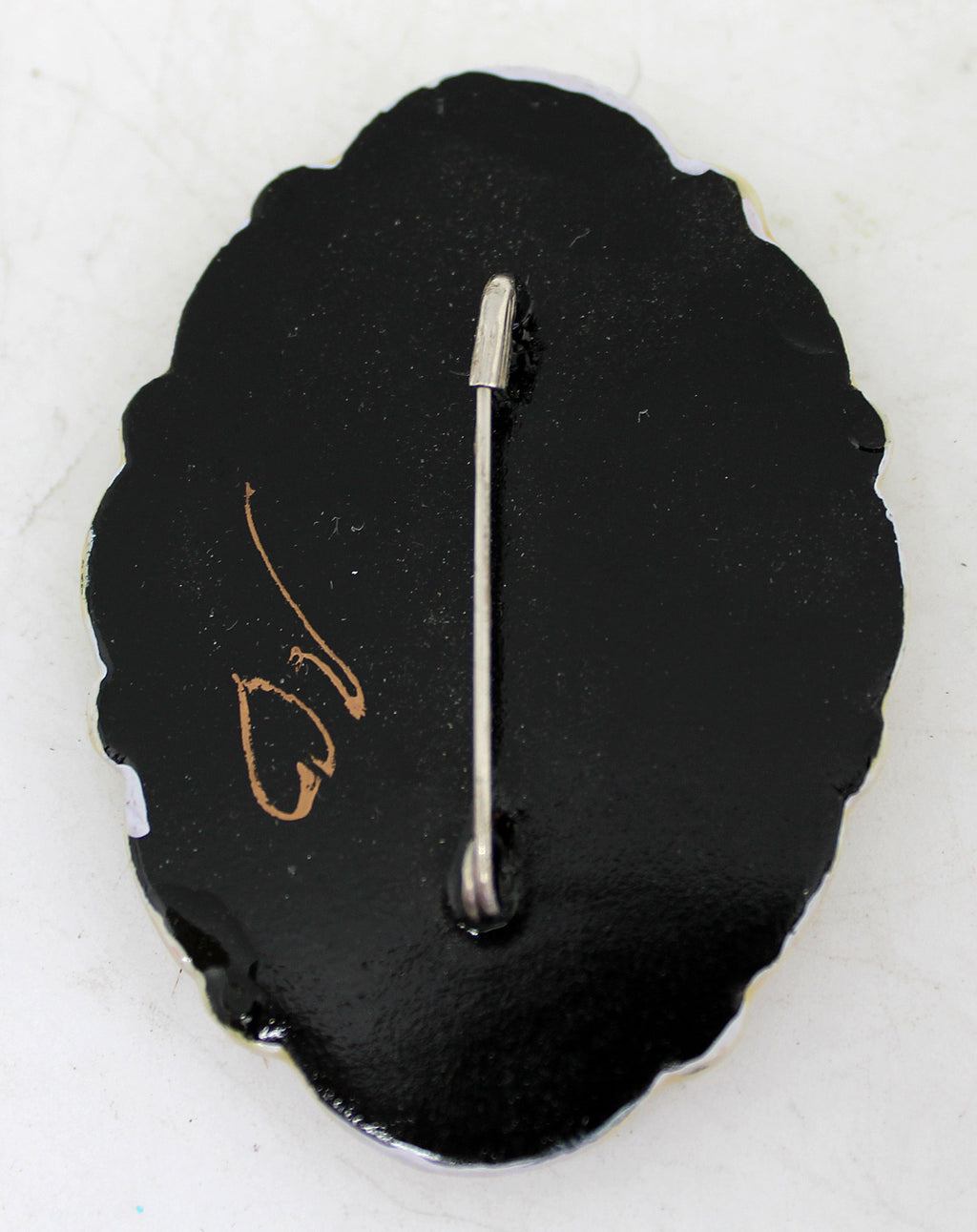 Handpainted Lacquered Miniature Jewelry Brooch Pin by G.DeBrekht Unique Handmade Gift Collectible and Home Decoration