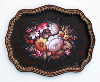 One-of-a-Kind Authentic Zhostovo Metal Tray hand-painted by Tatiana Sholohova - 18 x 15 - Functional Kitchenware Table and Unique Wall Dcor