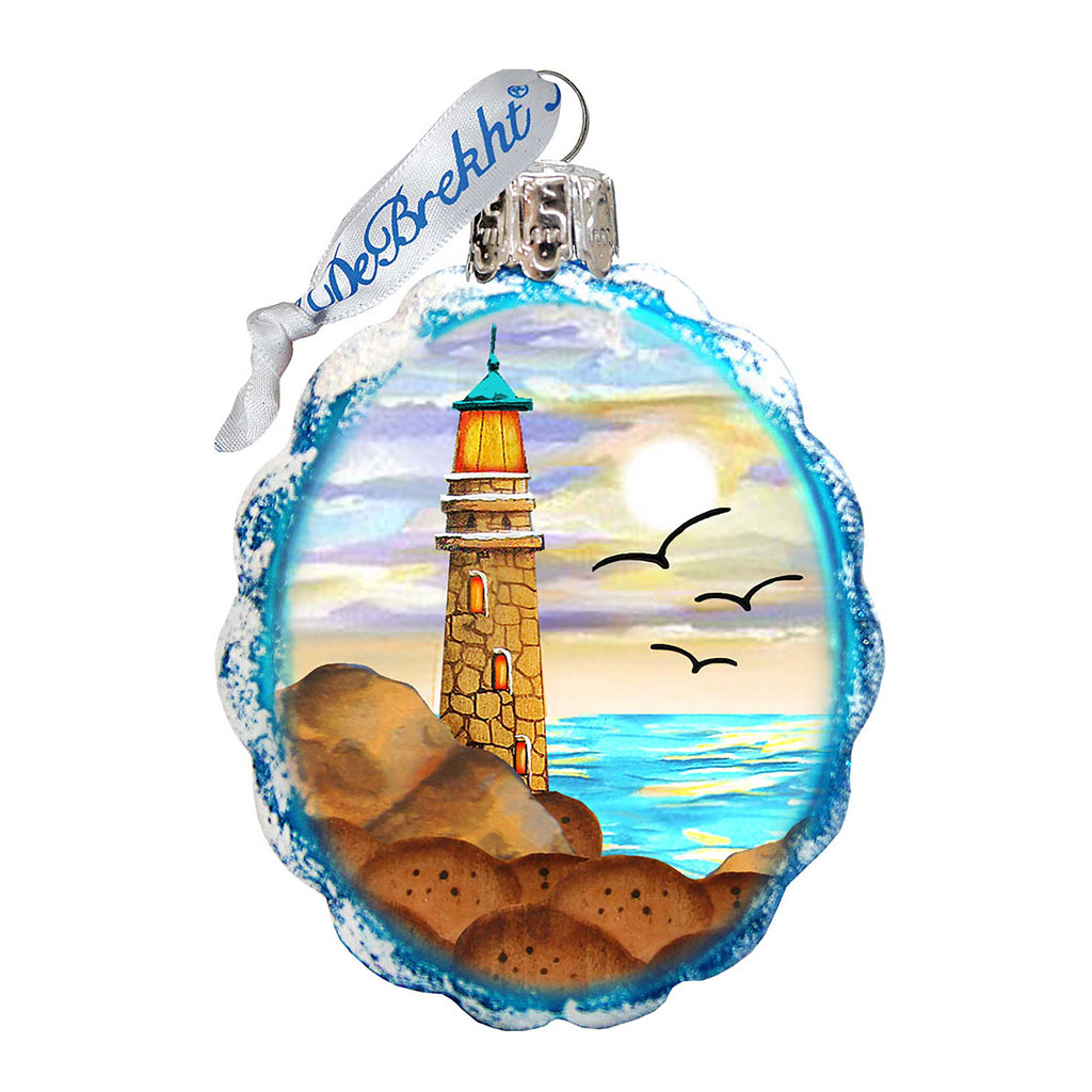 Flower Lighthouse Mercury Glass Ornament by G. DeBrekht - Coastal Holiday Décor - 777372
