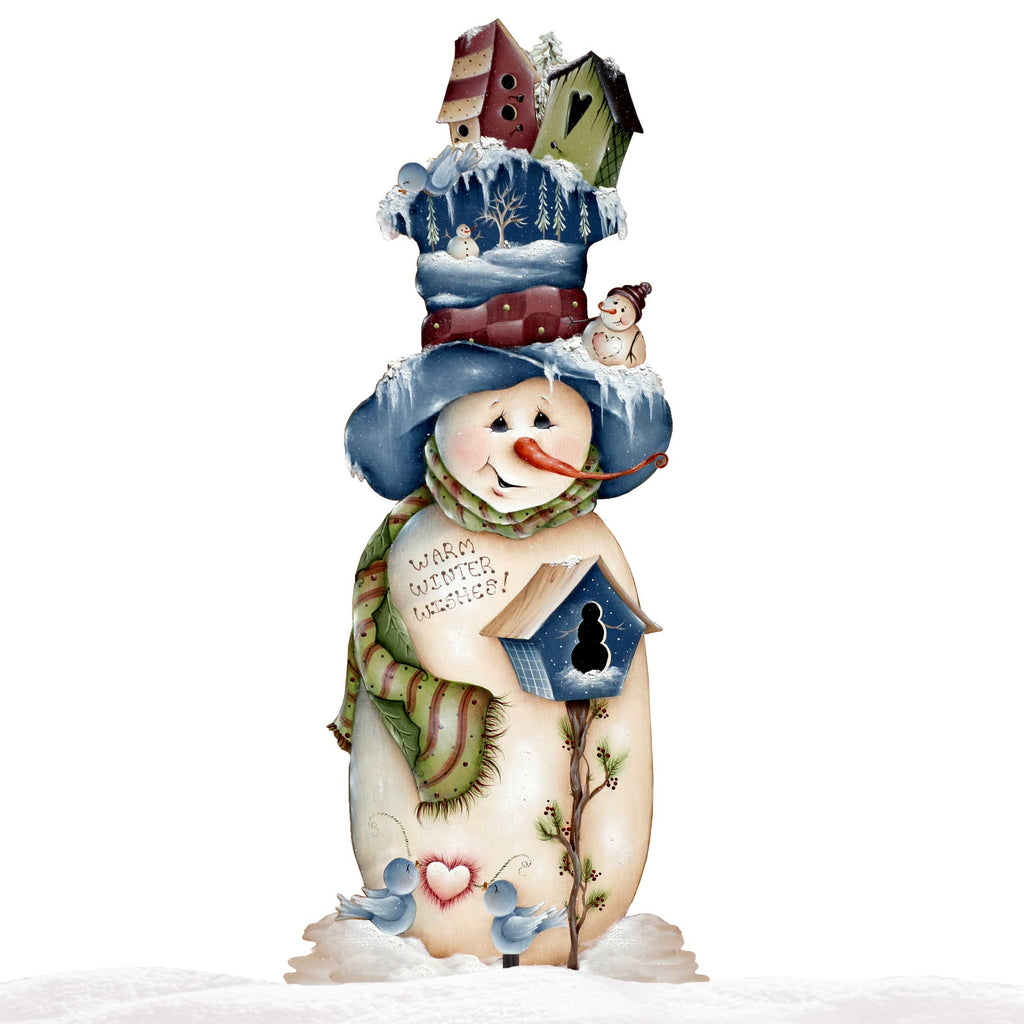 Blue & White Warm Winter Wish Christmas Outdoor Scene by Jamie Mills-Price - Christmas Santa Snowman Décor - 8457515F