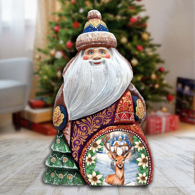 Majestic Deer Santa Hand-Painted WOODCARVED Masterpiece Figurine by G. DeBrekht - Christmas Décor - 8206018
