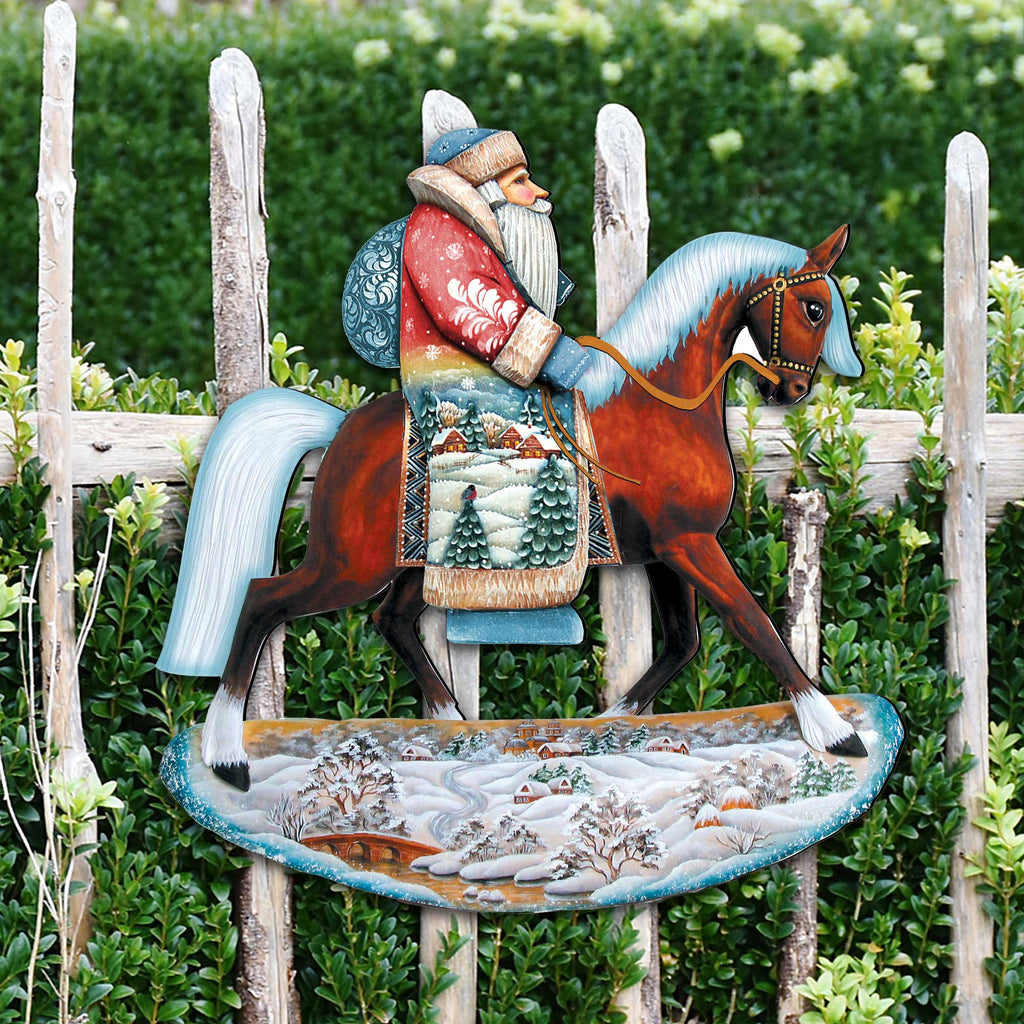 Horsey Santa Christmas Christmas Door Decor by G. DeBrekht - Christmas Santa Snowman Decor - 8151121H