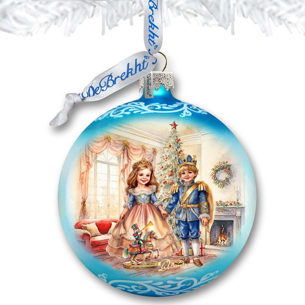 Nutcracker Ballet Scene - Clara and Prince Lg Glass Ornament by G. Debrekht - Christmas Décor - 73933