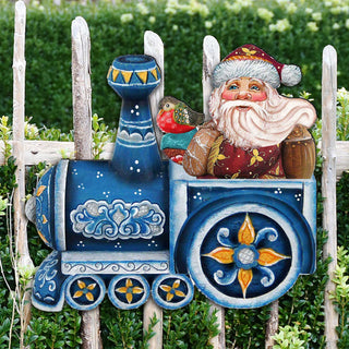 Santa On Train Christmas Door Decor by G. DeBrekht - Christmas Santa Snowman Decor - 8129211H