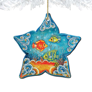 Starfish Christmas Wooden Ornaments by G. DeBrekht - Coastal Holiday Decor - 8126151