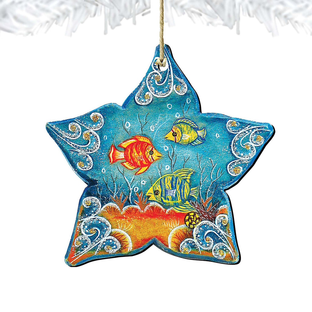 Starfish Christmas Wooden Ornaments by G. DeBrekht - Coastal Holiday Decor - 8126151