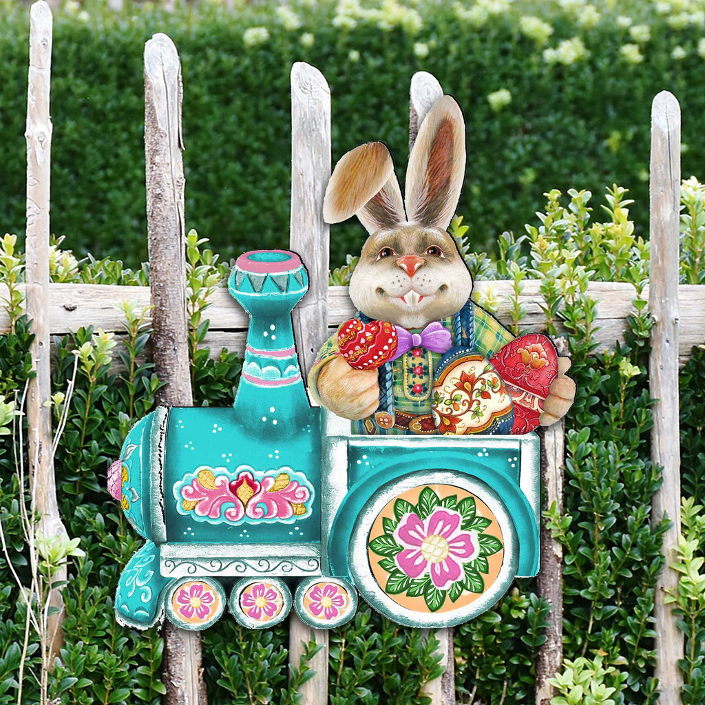 Village Train Ride Bunny Door Decor by G. DeBrekht - Easter Spring Decor - 8129211-2H