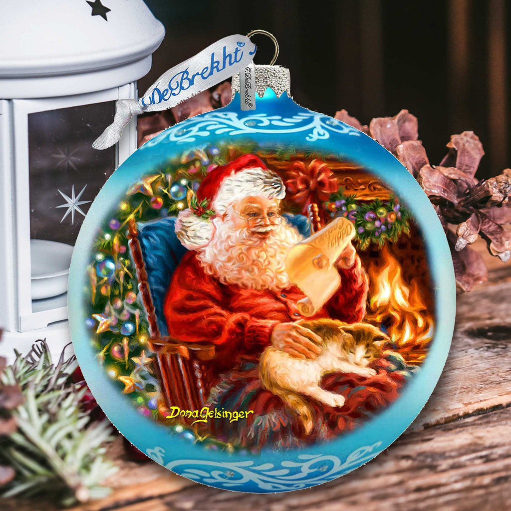 House Warming Santa Lg Glass Ornament in Blue by Gelsinger - Christmas Décor - 73924B-DG