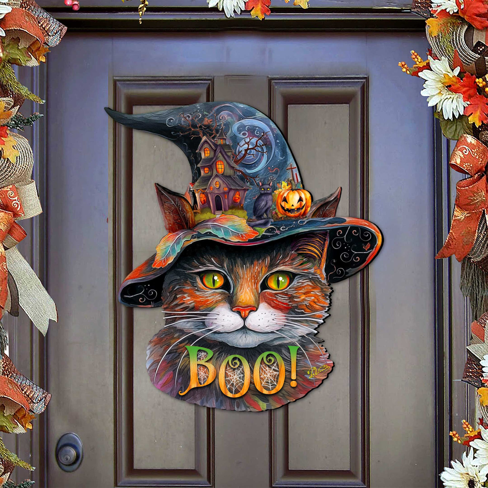  A Halloween-themed door decoration