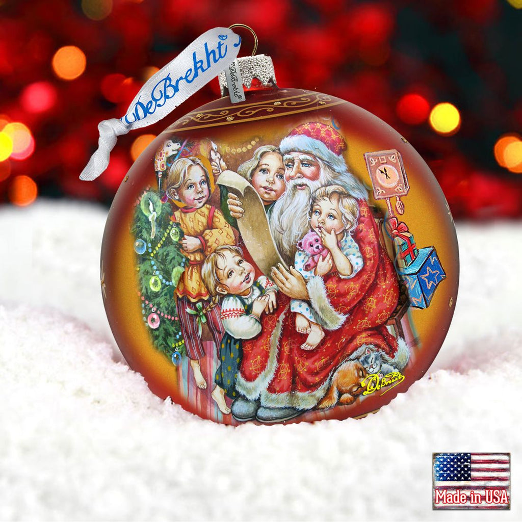 Santa's Christmas List Glass Ornament Holiday by Debrekht 73370-73364
