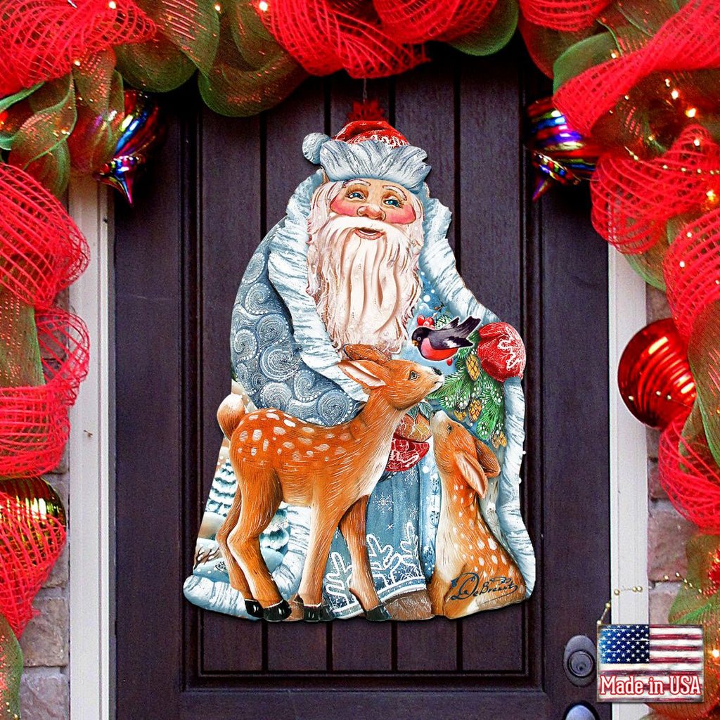 Winter Treasure Christmas Door Decor by G. DeBrekht - Christmas Santa Snowman Decor - 8114500H