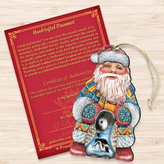 Penguin Santa Christmas Wooden Ornaments by G. DeBrekht - Christmas Santa Snowman Decor - 8118051