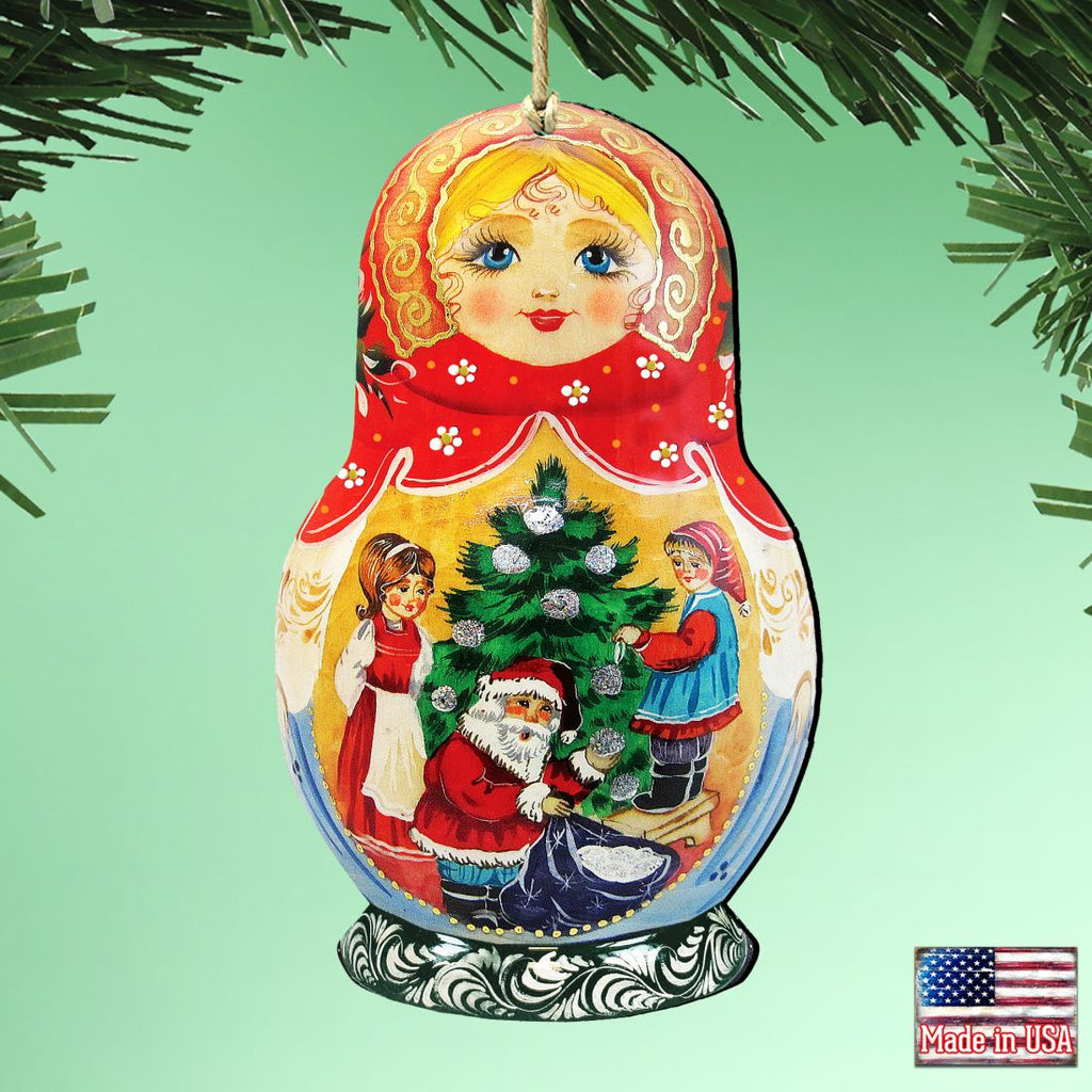 Night Before Christmas Matreshka Wooden Ornaments by G. DeBrekht - Christmas Decor - 8110734