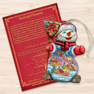 Santa in the Night Sky Wooden Ornaments by G. DeBrekht - Christmas Santa Snowman Decor - 818158