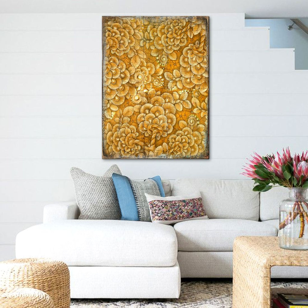 Amali Wooden Wall Art by G. DeBrekht - Floral Ornamental Decor - 95013B