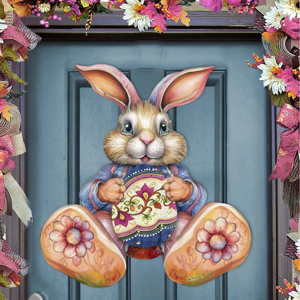 Easter Bunny Boy with Egg Holiday Door Decor by G. Debrekht - Easter Spring Decor - 8652767H