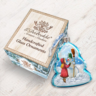 Playing Snowman Mercury Glass Ornament by G. DeBrekht - Christmas Santa Snowman Decor - 777386