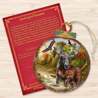 Woodsy Moose Ball Wooden Ornaments by G. DeBrekht - Wildlife Holiday Decor - 8025215