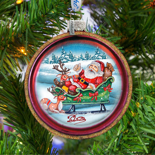 Joyful Sleigh Ride Cut Ball Glass Ornament by G. DeBrekht - Christmas Decor - 764-004