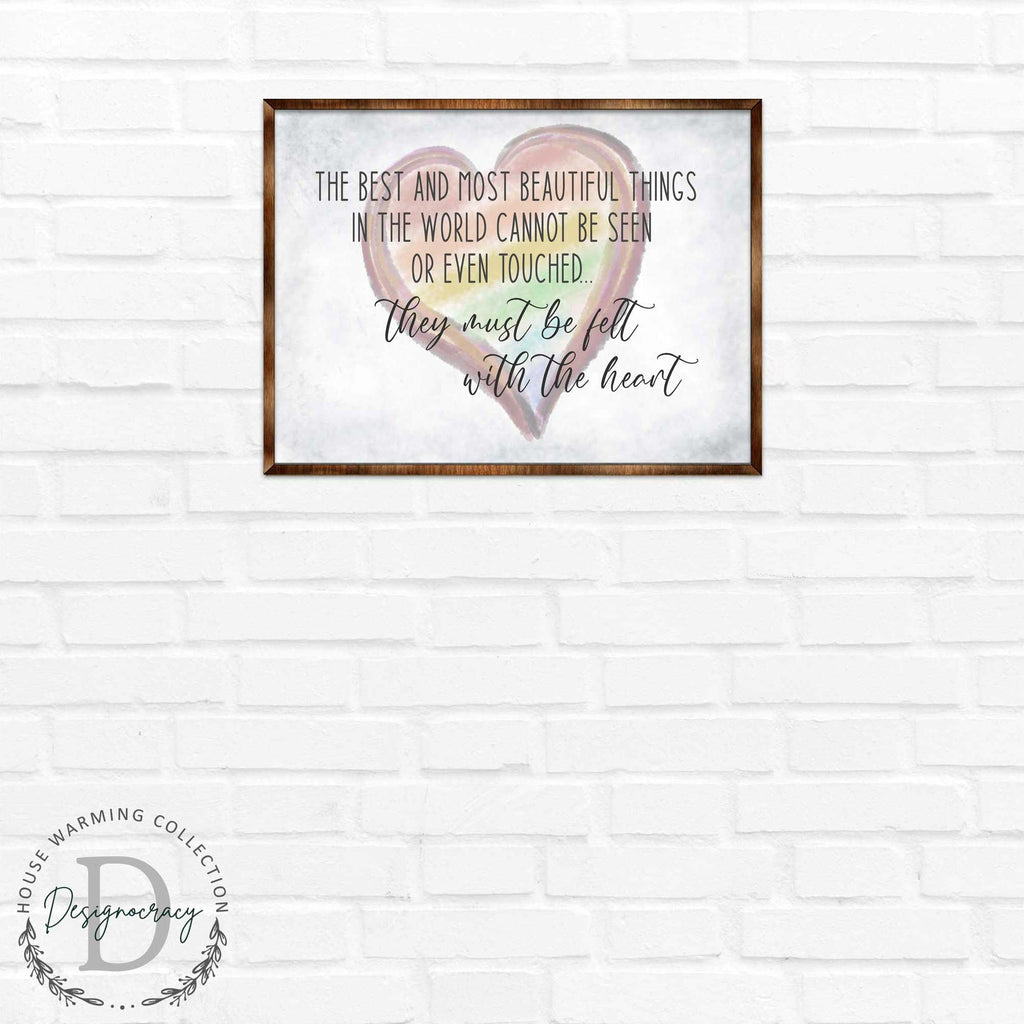 Most Wonderful Things Must Be Felt With the Heart - Bedroom Wall Art - Valentines Gift - Contemporary Decor - Gift for Her - ?ÿ Anniversary Gift - Wall Decor - 310337
