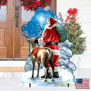 Starry Night Santa Christmas Outdoor Decor by D. Gelsinger - Christmas Santa Snowman Decor - 8461020F-1713
