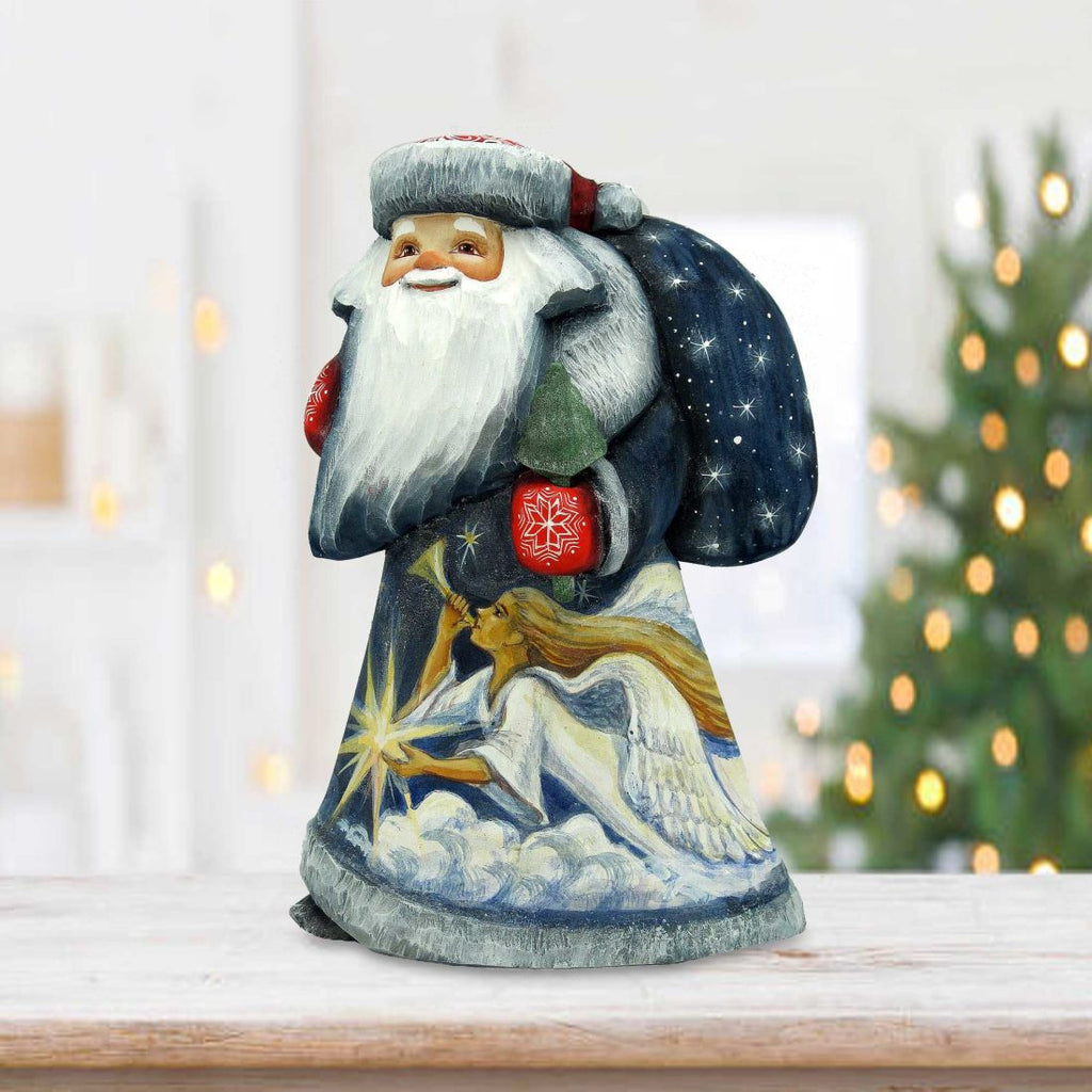 Guiding Light Angel Santa Hand-Painted WOODCARVED Figurine by G. DeBrekht - Nativity Holiday Decor - 821625 *** PRE-ORDER - Handmade Just for You! ***