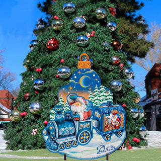 Santa Arrival Christmas Outdoor Yard Sign by G. DeBrekht - Christmas Santa Snowman Decor - 8112180F