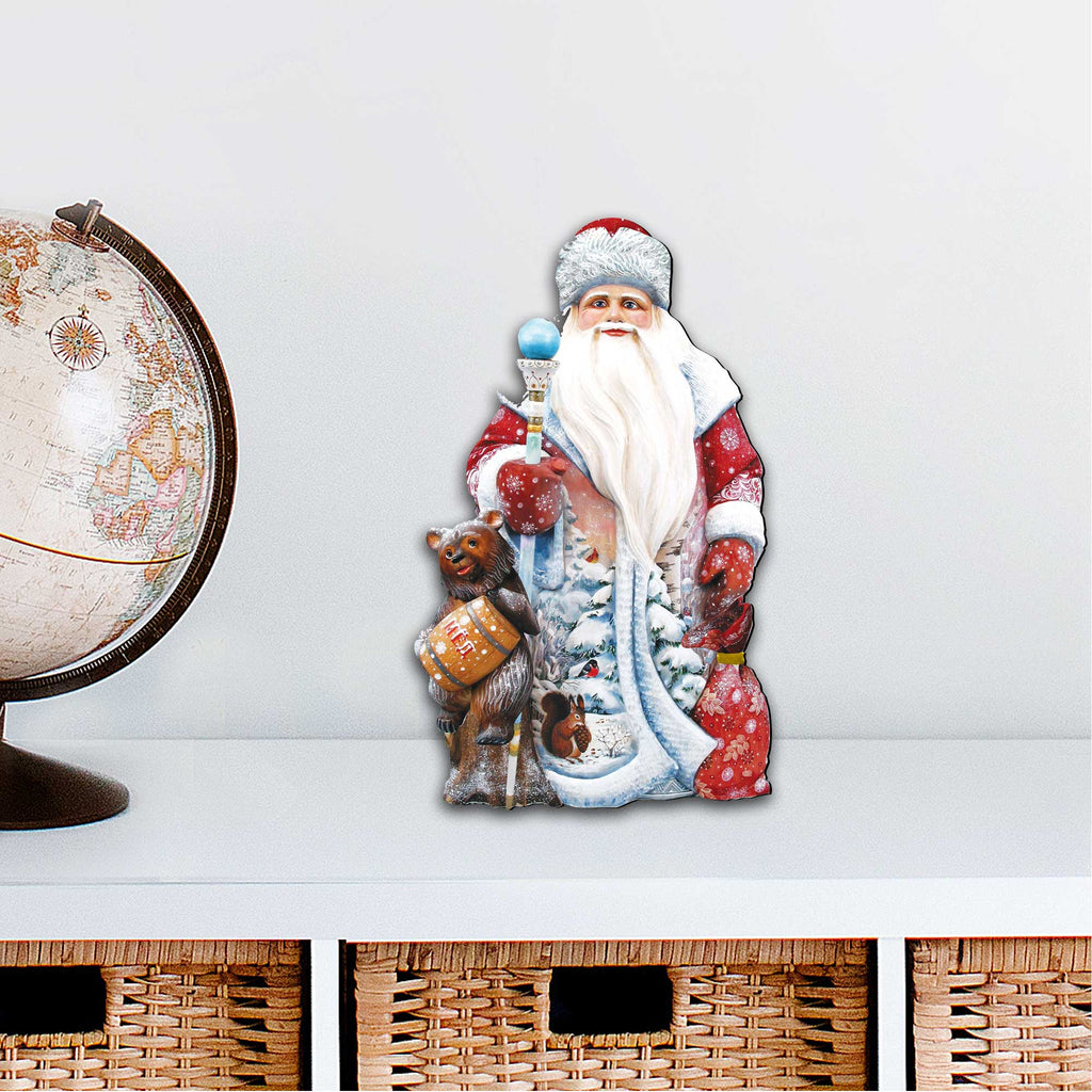 Santa and a Honey Bear Door Decor by G. DeBrekht - Christmas Santa Snowman Decor - 8128811H