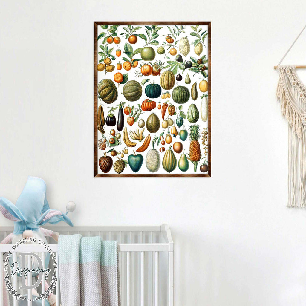 Fruit Montessori Wooden Poster - Kids Educational Poster - Homeschool I Classroom Decor - Aesthetic - 310224