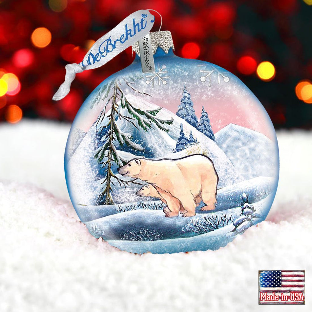 Polar Ice Ball Glass Ornament by G. DeBrekht - Wildlife Holiday Decor - 73411