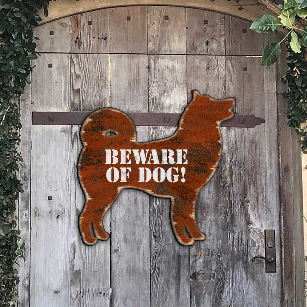 Beware of Dog! Brown Puppy House Number Sign by G. DeBrekht - Nature Wildlife Decor - Handcrafted Wooden Address Sign - MA991242